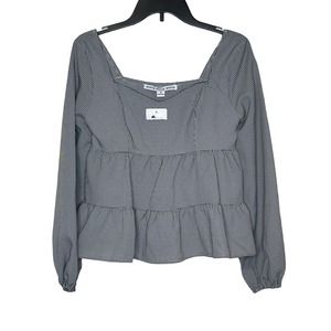 Hyfve Women's Top Square Neck Puff Sleeves Long Sleeve Elastic Wrists Small NWOT